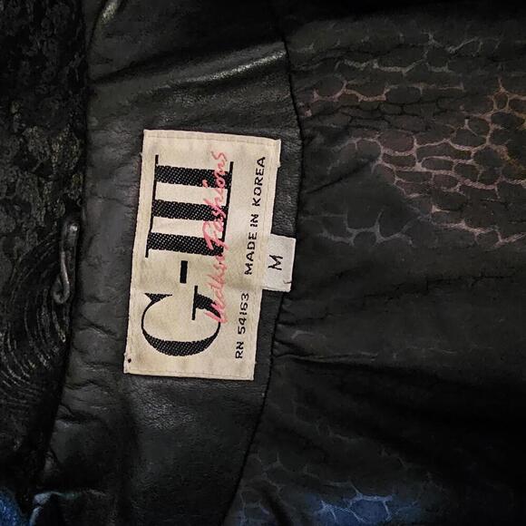 G-III Stylish Black Leather Blazer Jacket for Women Vintage 1980s - Picture 4 of 10